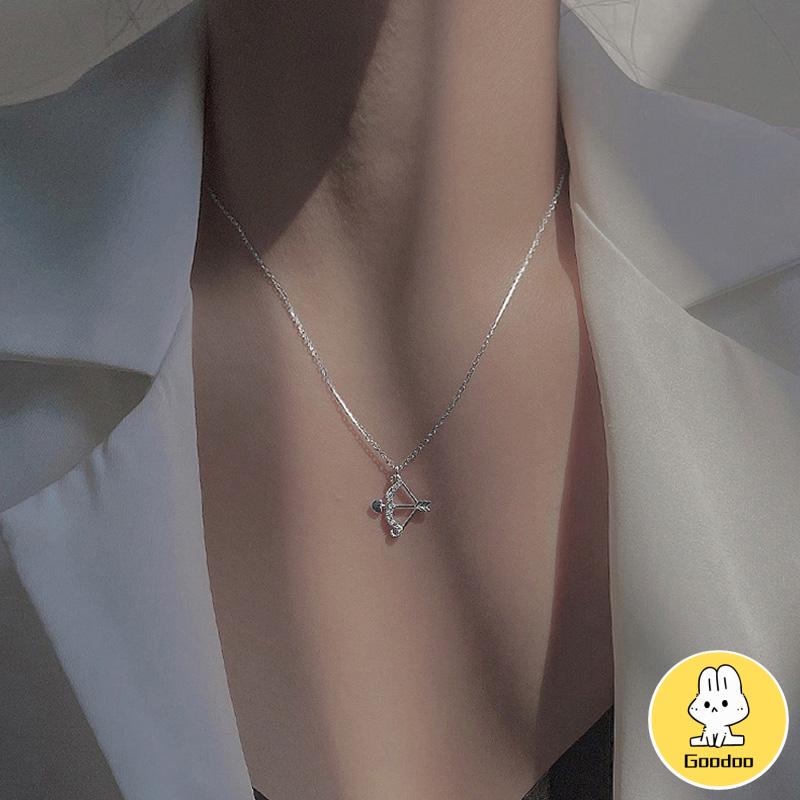 Eros Cupid's Arrow Flash Berlian Klavikula Rantai Liontin Temperamen Cahaya Mewah Busur Panah Kalung -Doo