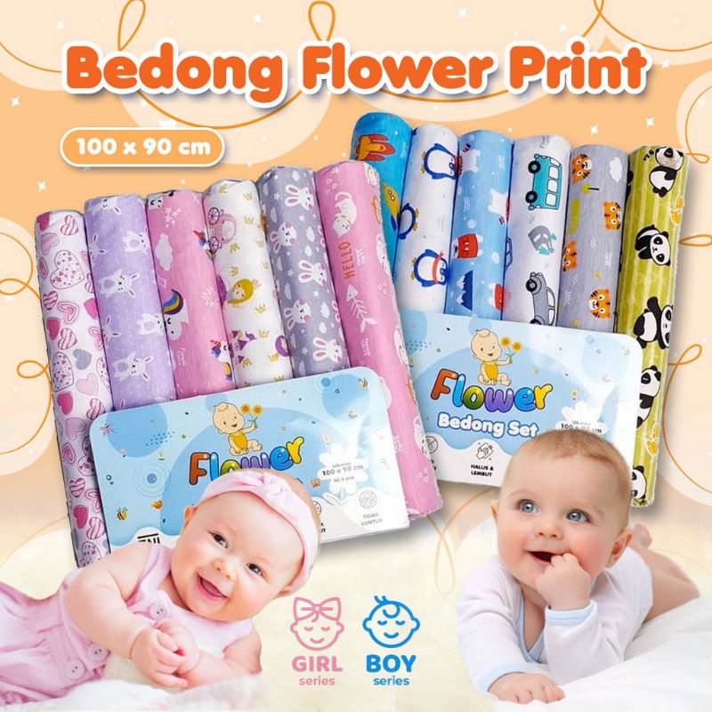 6 Pcs Bedong Bayi / bedong flower motif print