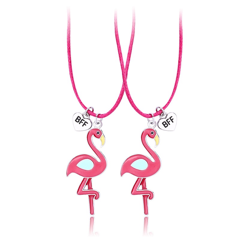 2pcs / Set Kalung Liontin Flamingo Untuk Pria Dan Wanita