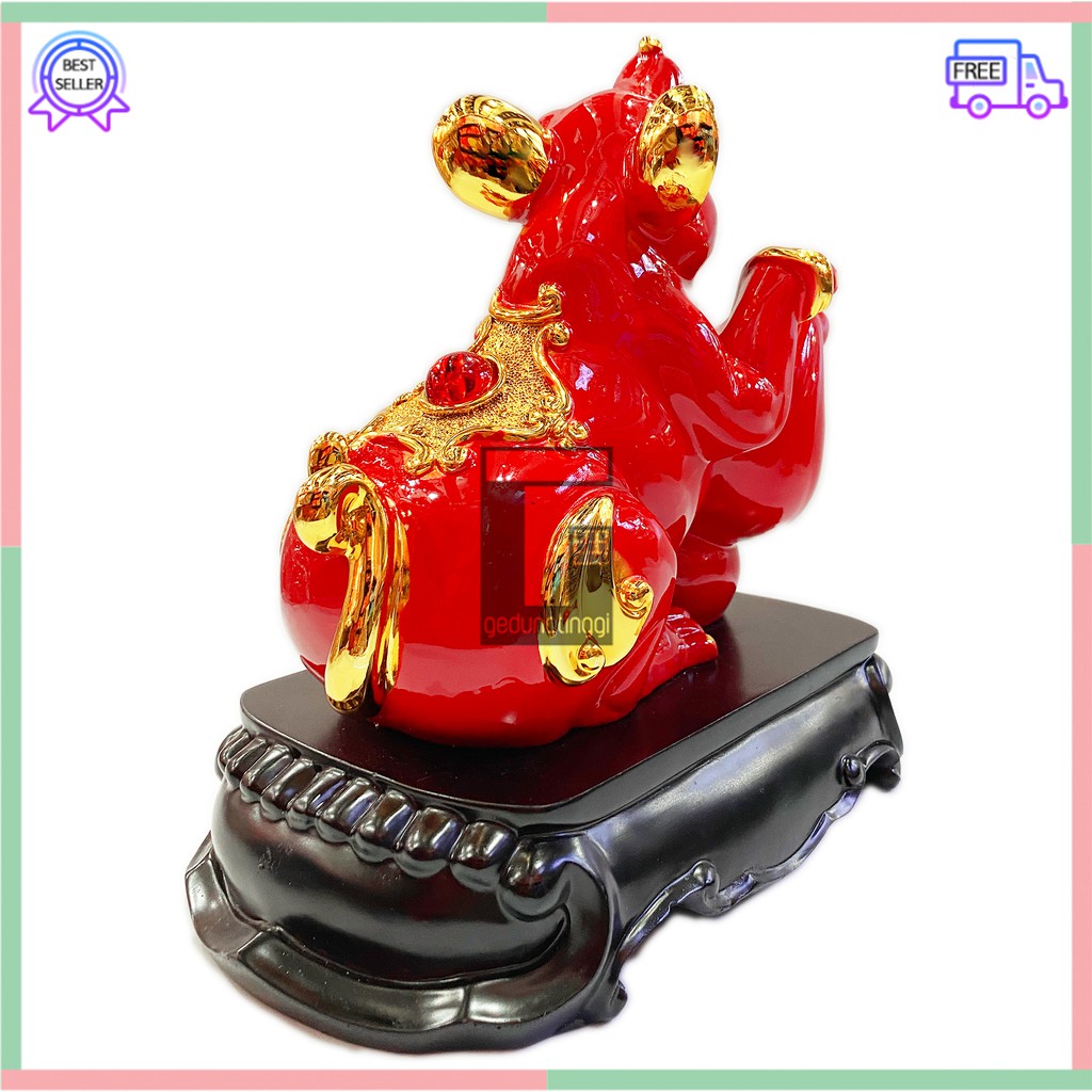 Pajangan Patung Dekorasi Kodok Katak Kaki Tiga Gigit Coin Koin Emas Gold Cancu Chancu Sawi Putih Baicai Baichai Pohon Kantong Uang Duit Kado Hadiah Imlek Fengshui Simbol Hoki Rejeki Keberuntungan Kekayaan Pindahan Rumah Kantor Toko Cafe Cina Buddha Resin