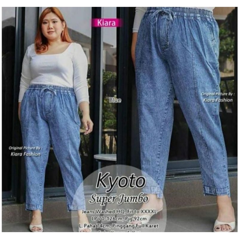 Celana Jeans Wanita Kulot Boyfriend Baggy Pants Kekinian Korean Style Big Size Jumbo
