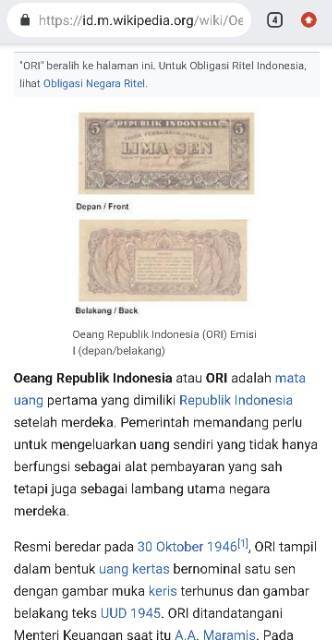 Paket Uang kuno 1 sen ori 5 sen ori 10 sen ori uang asli oeang republik indonesia uang ori indonesia