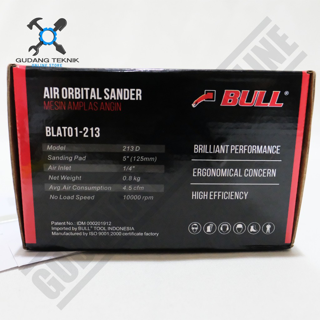 Bull BLAT01-213 / Air Orbital Sander Bull - Mesin Amplas Angin Bull BLAT 213