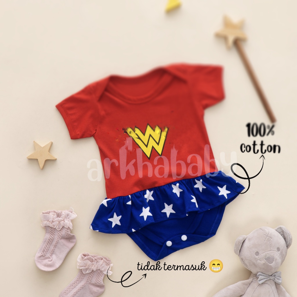 Jumper bayi Baju bayi Motif Superhero perempuan/Baju bayi bahan katun/baju bayi perempuan