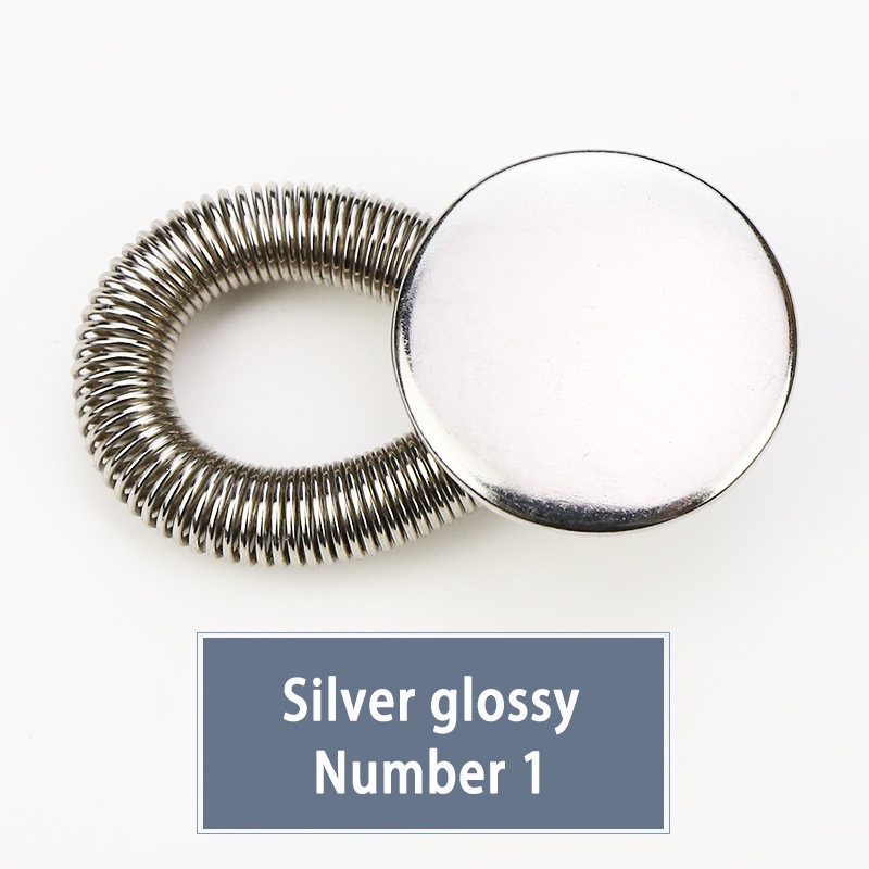 Kancing Jeans Logam Simple Adjustable Kancing Pengait Celana Panjang Jeans Denim Desain Kancing Kait Gesper Denim Bunga Daisy Warna Putih Kait Kait Pengecil Lingkar Pengait Pengecil Pinggang-Silver glossy2