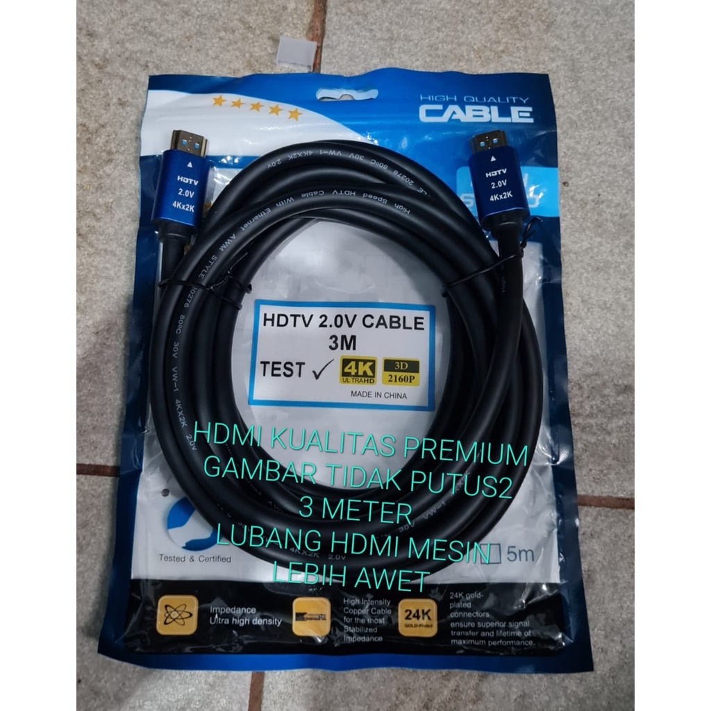 G647 KABEL HDMI 3 METER 4K CABLE TV TELEVISI PS GAME CPU MONITOR LAYAR LED FULL HD JEK JACK MALE FEMALE LAPTOP TV GAMBAR SUARA KUALITAS SUPER PREMIUM KONEKTOR PLUG BOOT KOMPUTER SWITCH ROUTER MODEM COMPUTER INDIHOME FIRTSMEDIA ROUTER RESOLUSI 2.0 ASLI