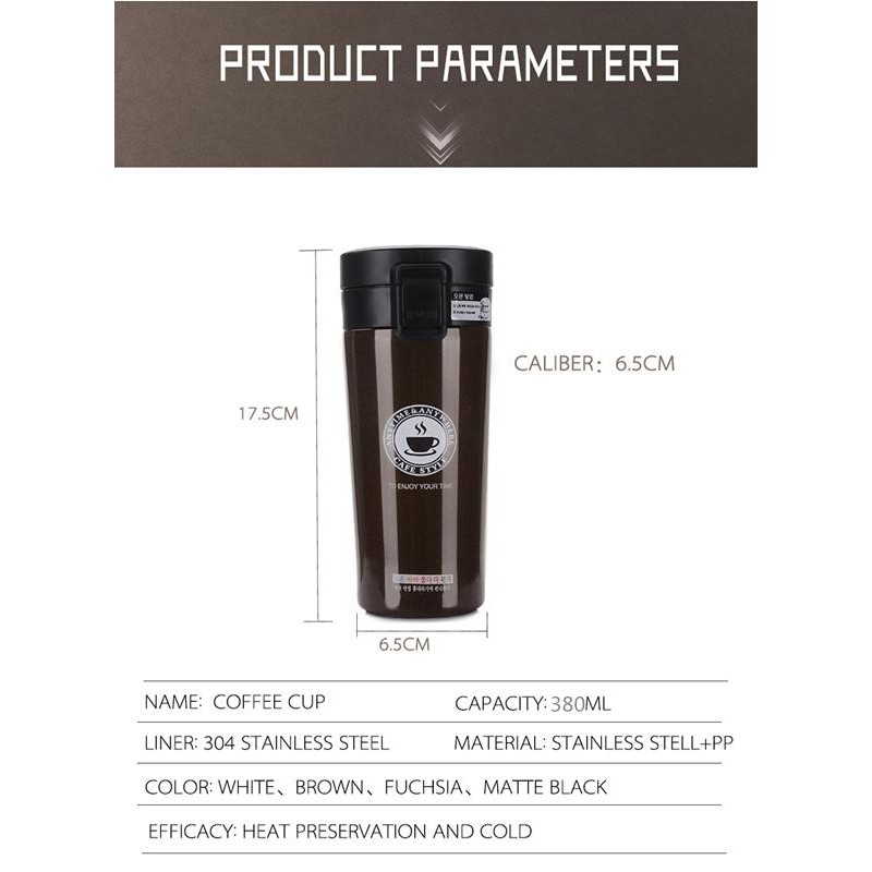 TERMOS KOPI/ TRAVEL MUG COFFEE TAHAN AIR PANAS &amp; DINGIN VACUUM COFFEE CUP B46 STAINLESS STEEL