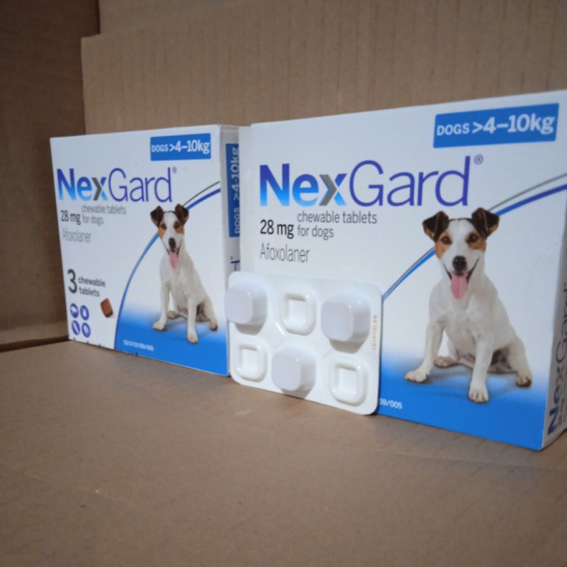 NEXGARD DOG SIZE MEDIUM 4-10KG ANJING OBAT KUTU SCABIES 1 BOX