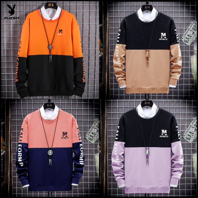 BAJU SWEATER PRIA LENGAN PANJANG FALI SWETER COWOK KOMBINASI DISTRO