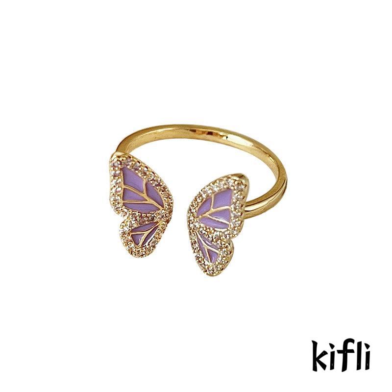 Cincin Desain Kupu-Kupu Aksen Mutiara Untuk Wanita