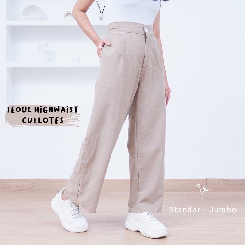 Celana Kulot Linen Highwaist Allsize - XXL