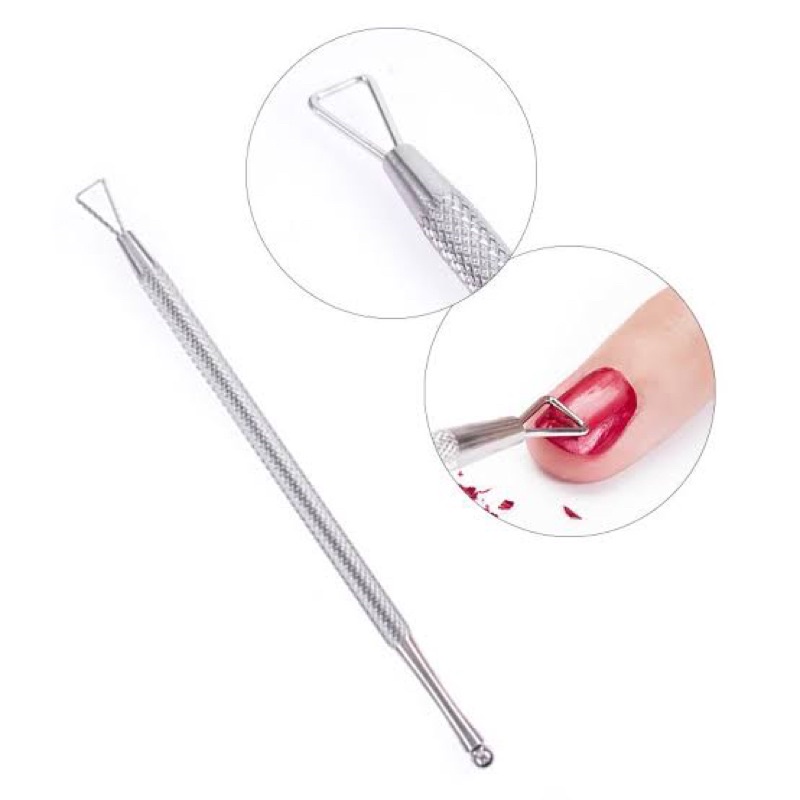 NAIL REMOVER STAINLESS STEEL STICK STIK TONGKAT PEMBERSIH REMOVE KUTEK GEL CUTICLE PUSHER GEL POLISH