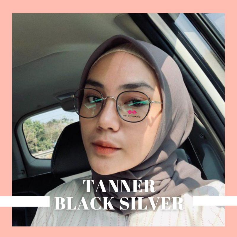 MY_EYEWEARID - Frame Kacamata Tanner Black silver - Cocok untuk wajah oval bulat dan kotak