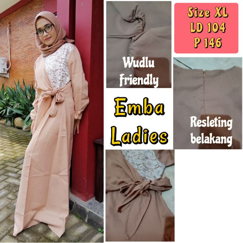 Emba Ladies XL jubah gamis syar'i long dress terusan muslim wanita remaja perempuan cewek