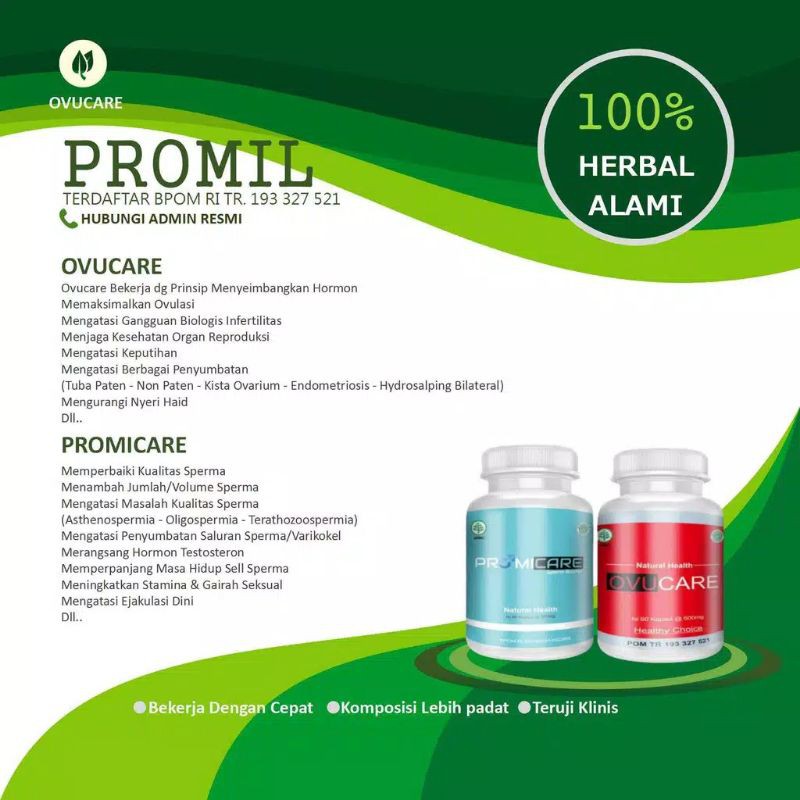 PAKET PROMIL OVUCARE DAN PROMICARE UNTUK KESUBURAN PRIA & WANITA