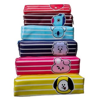 KOTAK PENSIL MOTIF BTS BT21 LUCU UNIK TEMPAT ALAT TULIS MURAH-BTS GARIS