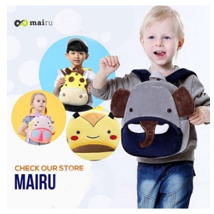 Mairu Tas Sekolah Anak Boneka Karakter Zoo Edition Ransel Backpack 8801 Bonus Kacamata Anti Radiasi 8285