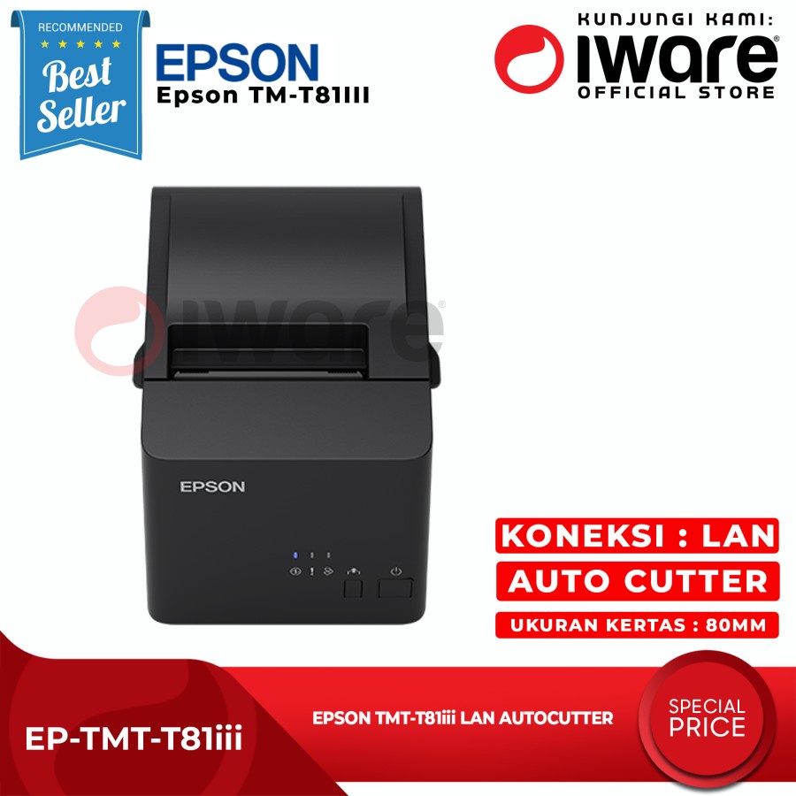 Printer Epson Kasir Thermal Epson TM-T81iii LAN RJ11 80MM Auto Cutter