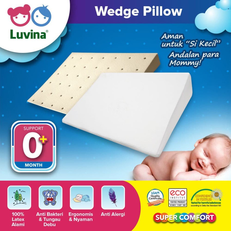 Luvina Bantal Latex Anti Gumoh / Bantal Santai Bayi Latex / Luvina Wedge Pillow