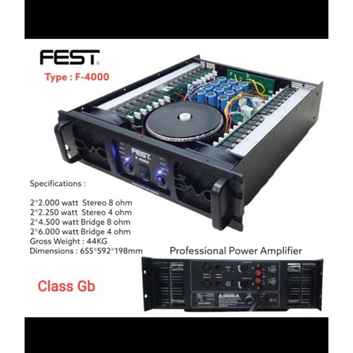 Power amplifier fest f4000 f4000 class GB 2x2000 watt original garansi