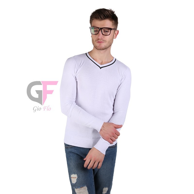 GIOFLO Sweater Rajut Pria Putih / SWE 994