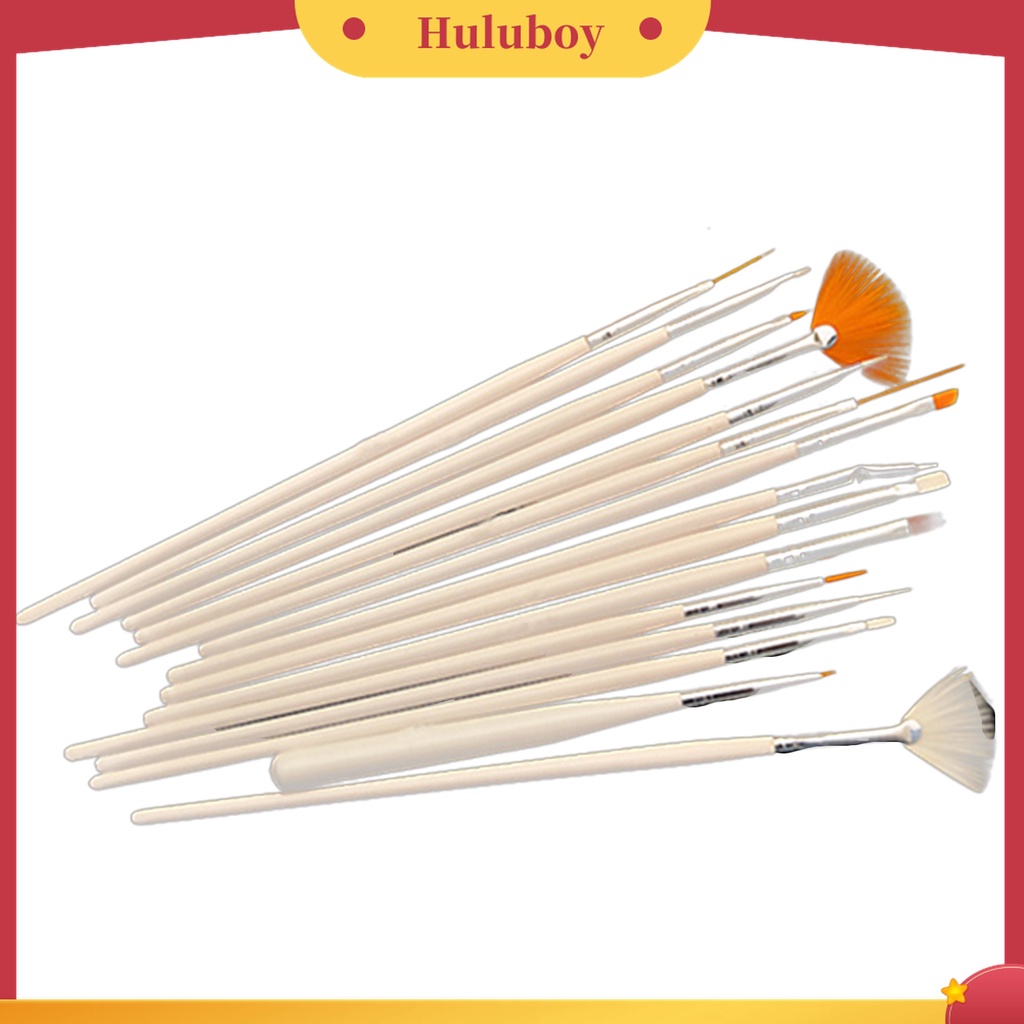 Huluboy Huluboy♡ 15pcs / Set Brush Pen Profesional Untuk Melukis Kuku DIY