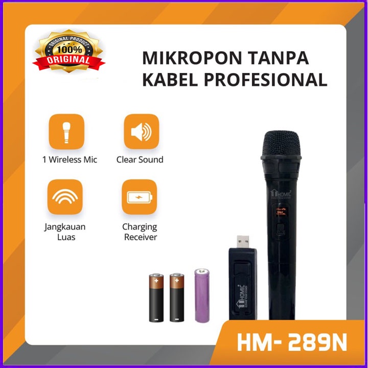 Homic Mic HM-289N Wireless Single Microphone Tanpa Kabel Murah BERGARANSI RESMI 1 TAHUN MNATAP