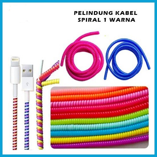 Pelindung Kabel Spiral 1 Warna Cord Protector Lilit Gulung Cable Data Charger Headset Solid