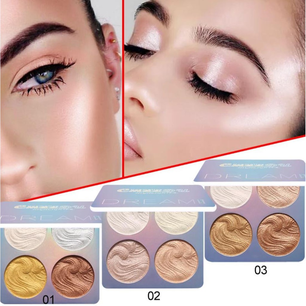 CmaaDu 4 Colors Baked Highlighter Powder Palette-2