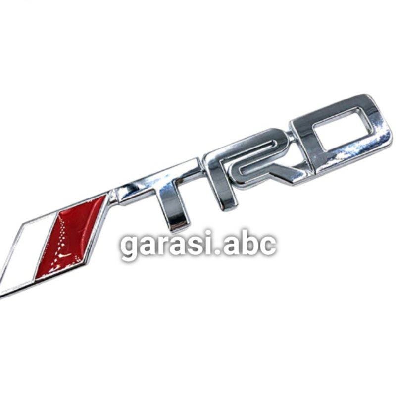 Emblem Badge Body TRD Timbul 3D Sticker Stiker Tulisan Logo Bodi Fender Krom Chrome Hitam Black 3 D Dimensi Metal Besi Toyota Veloz Innova Vellfire Voxy Sienta Alphard Calya Avanza Raize Rush Corolla Land Cruiser Fortuner Yaris Agya Vios Camry Altis
