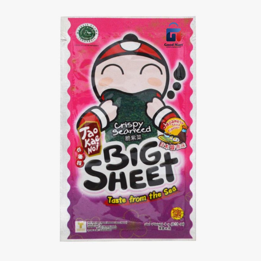 

Tao Kae Noi Big Sheet Japanese Sauce Snack Rumput Laut - 4gr - Japanese Sauce