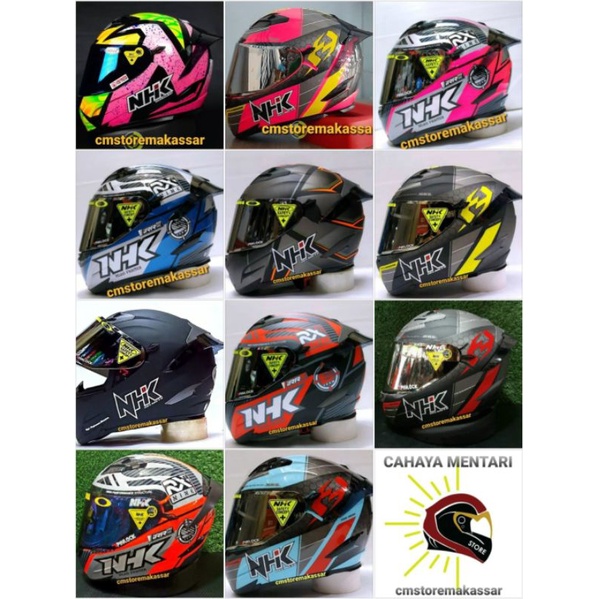 Helm NHK RX9 Motif Full Face Paket Ganteng NHK RX-9 Modif Spoiler dan Flat Visor Iridium