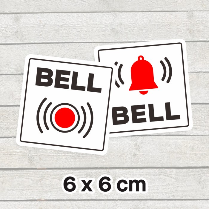 

Sticker Label BELL 6 x 6 cm Stiker Sign Marka Dinding Kaca dll Vinyl Bell