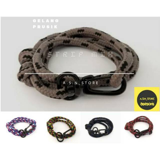 Gelang Tali Pria Prusik Jangkar Motif Strip Unisex Pria Wanita - Prusik Gelang Tali