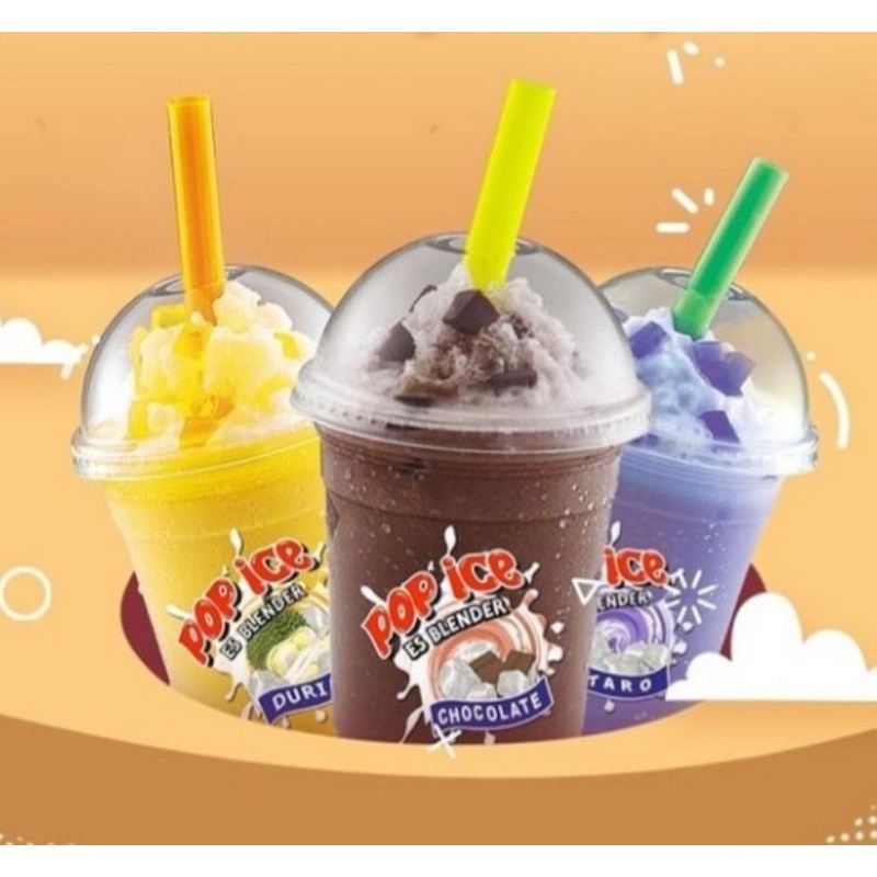 POP ICE BUBUK MINUMAN BERBAGAI RASA COKLAT TARO DURIAN STRAWBERRY MELON GUAVA ANGGUR CHOCO CHEESE VANILLA BLUE PERMEN KARET MANGGA ES DOGER AVOCADO CAPUCCINO CHOCO CREAM LECI ACTIVE CHOCO MALT