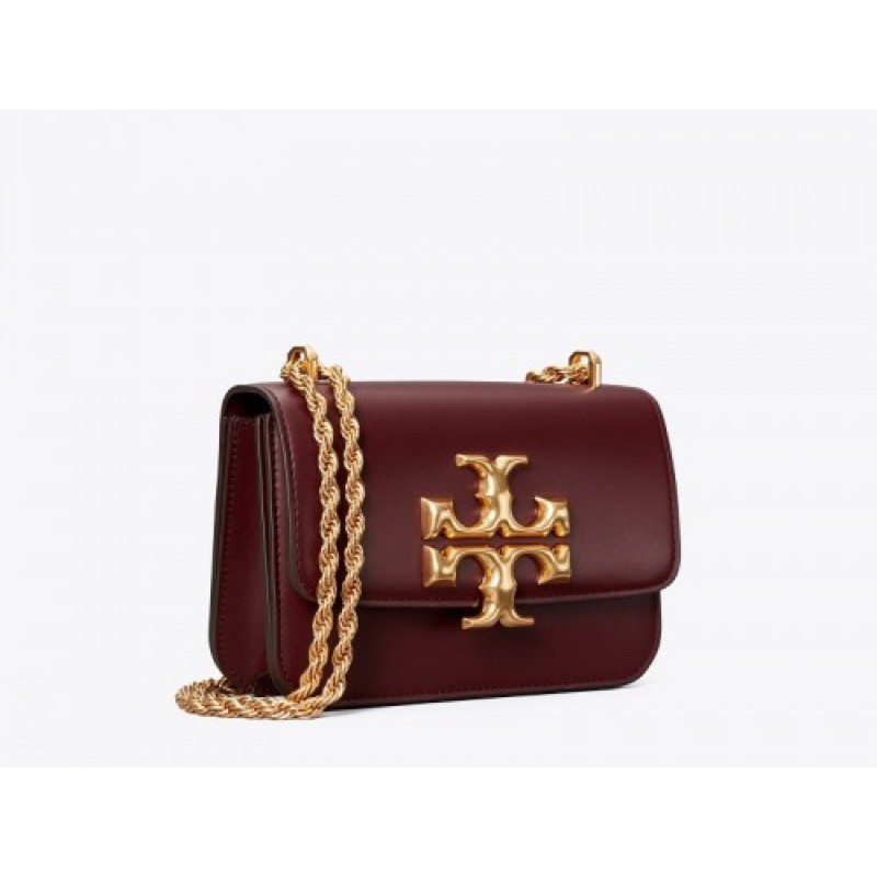 TORY BURCH ELEANOR SMALL CONVERTIBLE SHOULDER BAG - CLARET