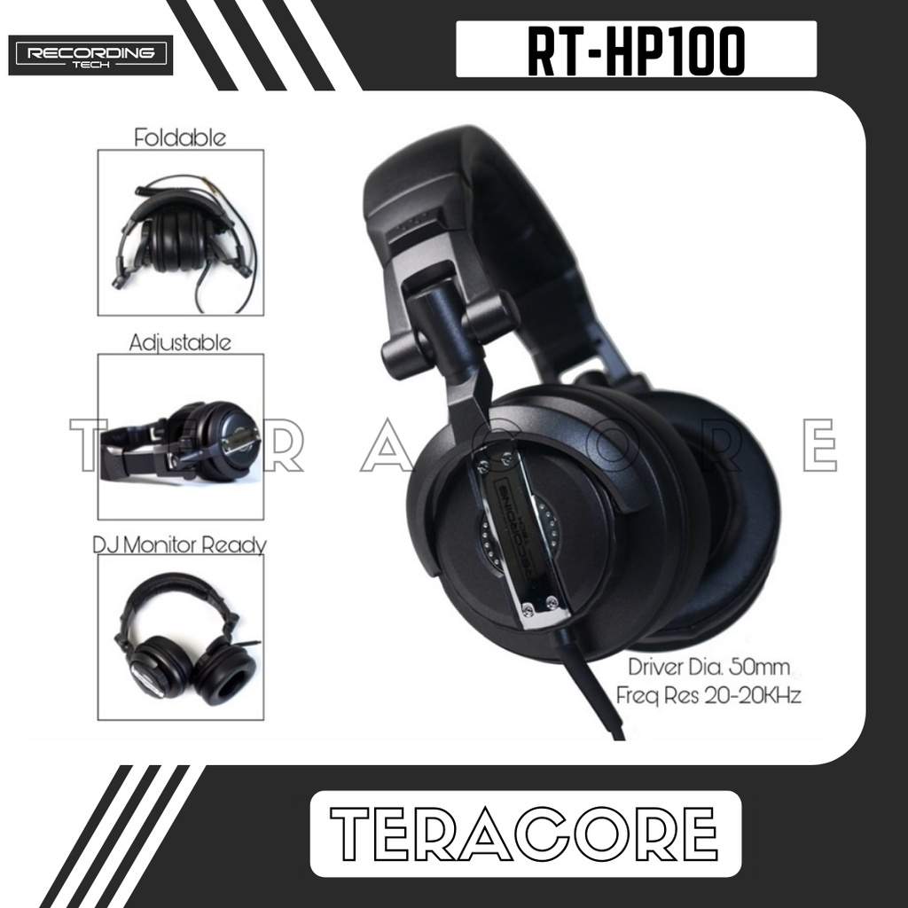 Recording Tech RT-HP100 RTHP100 Headphone Studio Recording Monitor Flat