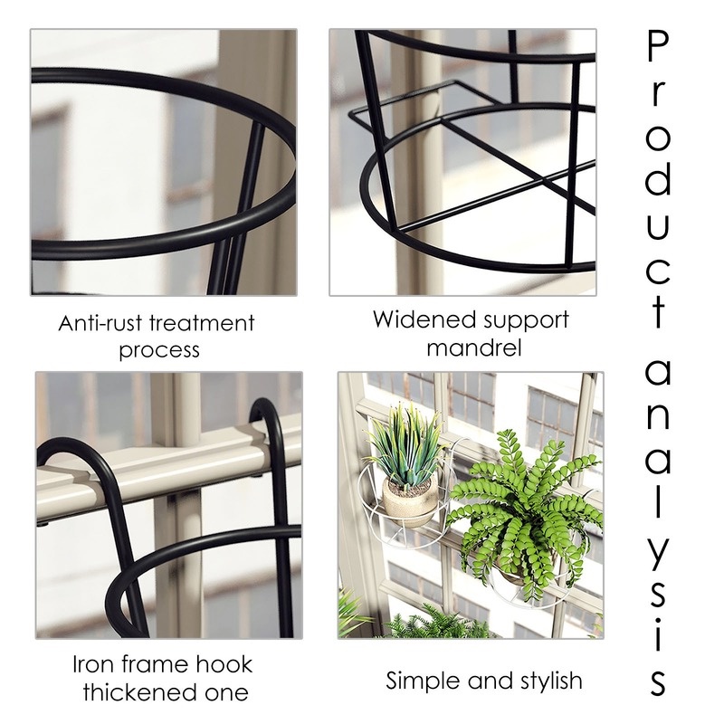 Rak Keranjang Pot Bunga / Tanaman Bonsai Bentuk Bulat Bahan Besi Untuk Dekorasi Pagar Jendela Balkon