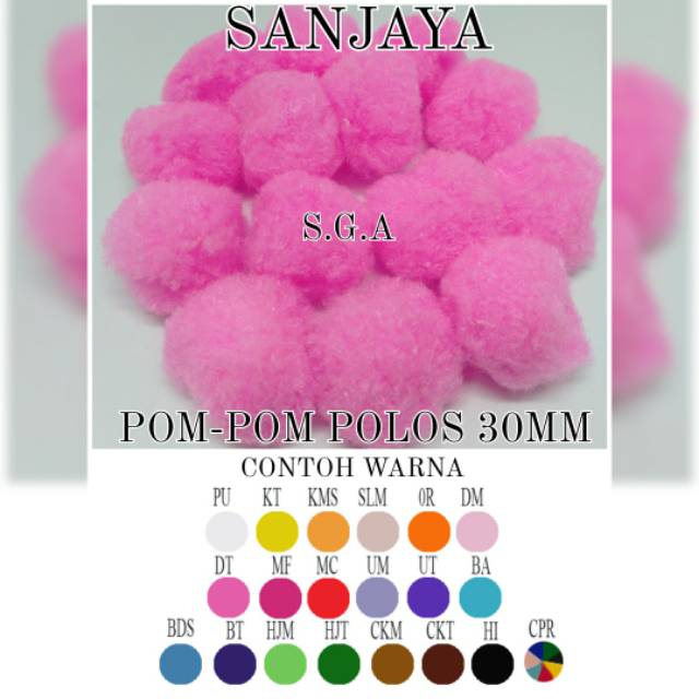 POM POM BOLA / POM POM BULU / POM POM WARNA WARNI / POM POM AKSESORIS / POM-POM POLOS 30MM