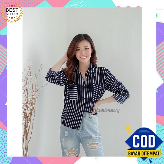 Kemeja Jumbo Wanita Korea Oversize Cewek Big Size Kekinian Besar Terba Kemeja Jumbo 2348, Ld 130 C G