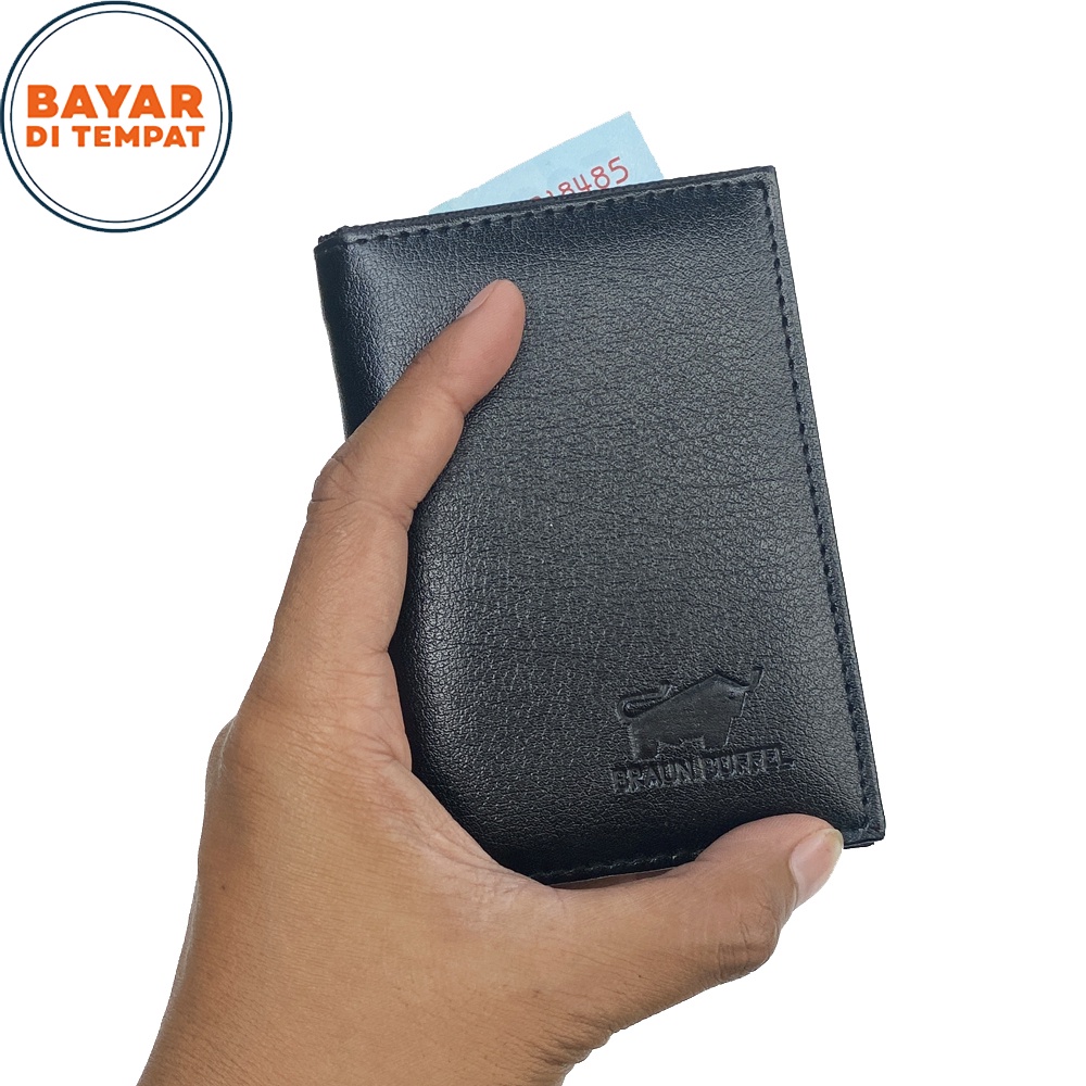 SHOPEE 6.6 SUPER SALE!! Dompet Kulit Pria Dompet tegak Kulit Sintetis B089 Dompet Pelajar Men Wallet Bifold model Terbaru - black + BONUS BOX