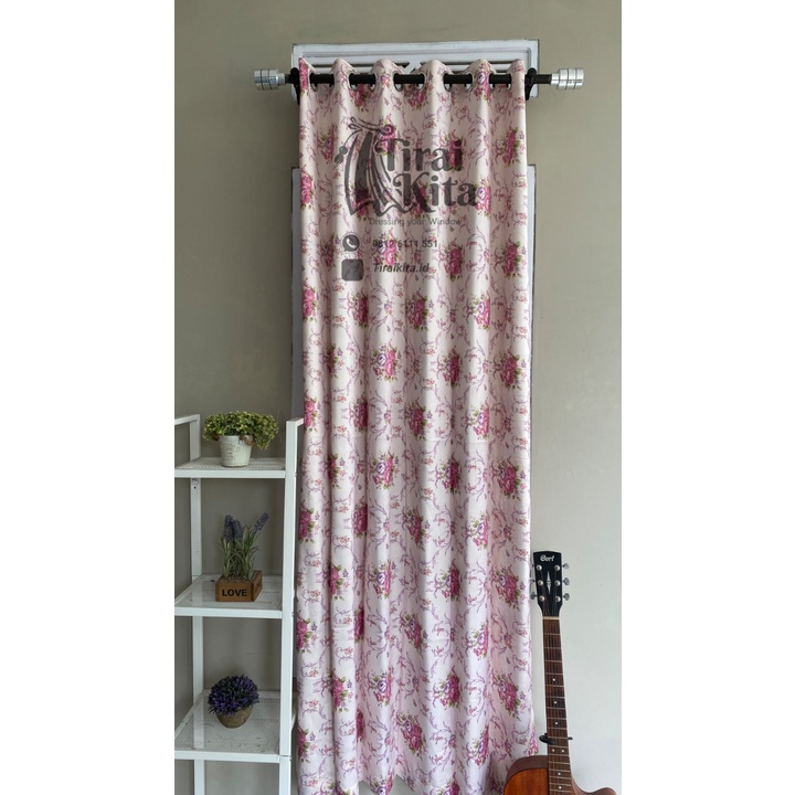 tirai blackout gorden motif shabby ungu import 100x220 gorden jendela minimalis panjang pintu kamar 