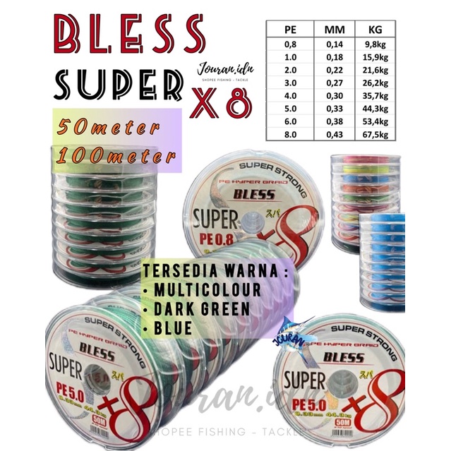 PE BLESS SUPER X8 BRAID 50m 100m Benang PE
