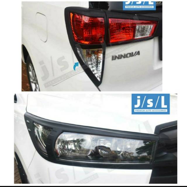 Paket garnish lampu depan dan belakang all new Innova Reborn 2016 2018 2021 2022 Hitam Chrome Carbon jsl