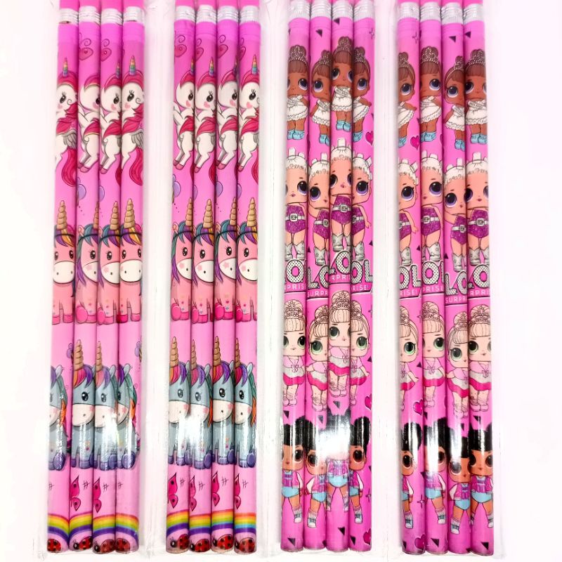 

4pcs Pensil Anak Murah Gambar LOL dan Unicorn