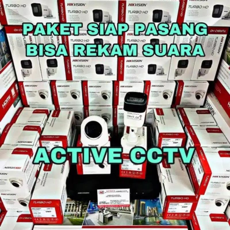 paket camera cctv 2 kamera hikvision 5mp audio build built in mic 4 channel ch bisa rekam