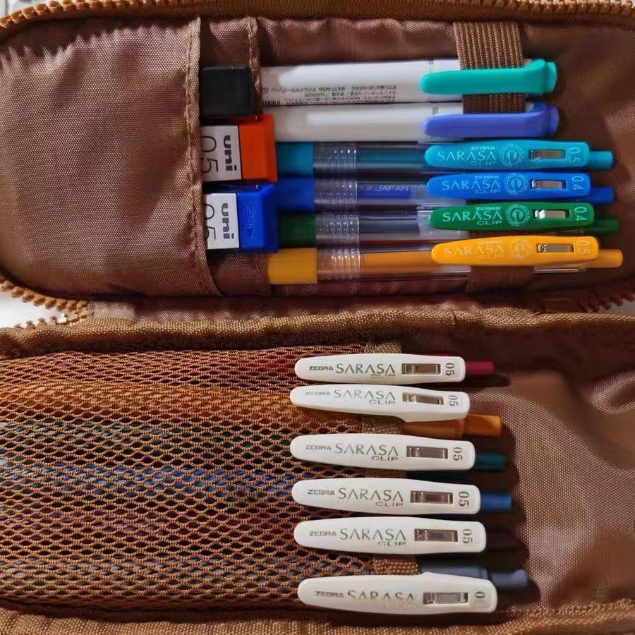 Sera 2022 Ruosu Liangpin Baru Lucu Kontras Warna Pensil Case Kapasitas Besar Mahasiswa Kotak Pensil Multi Fungsi Double Layer Tas Penyimpanan