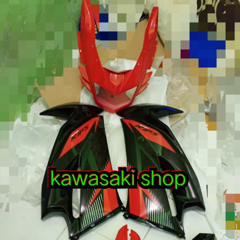 fairing fering sayap ninja rr new hitam lis merah 2014 original dan batok rr new merah