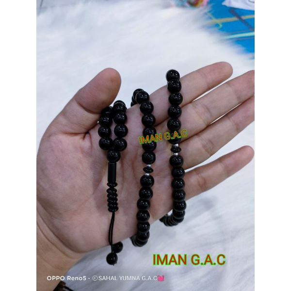 tasbih batu hitam 5mm.6mm 99butir/tasbih batu limbad black jade/tasbih limbad hitam oleh2 haji