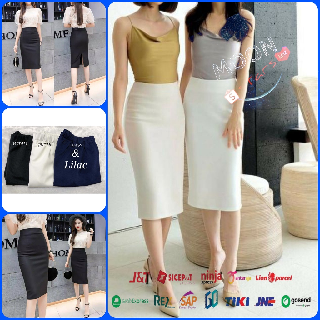 MUSLIMAH SERIES✅ Pilih Model : ROK A-LINE & ROK SPAN MAXI Skirt | Size M - 3XL fit BB 40-75kg | COD bawahan wanita/payung/mayung/kerja/kuliah/pesta/warna/panjang-ROK SPAN MIDI | M/XL